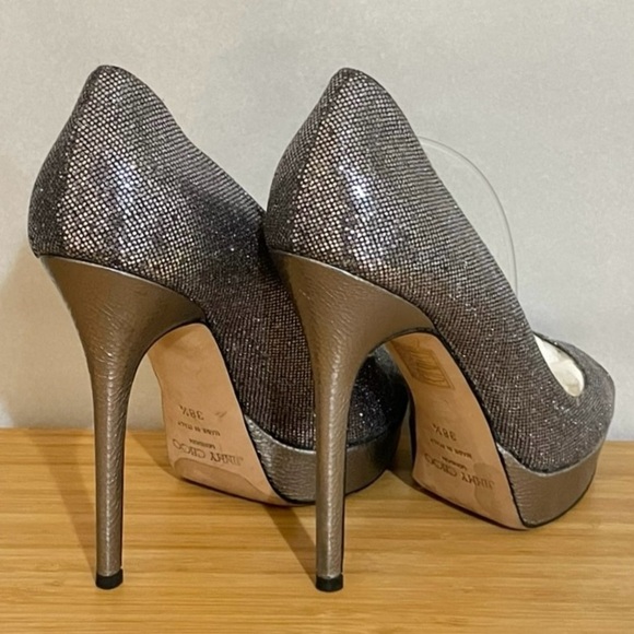 Jimmy Choo Dhalia stilleto pumps 120mm 3/4” platform Silver grey glitter EU38.5 - Picture 7 of 10